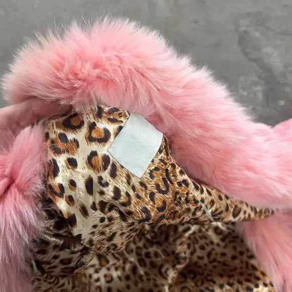 Vintage Pink Rabbit Fur Coat with Fox Fur Collar - Picture 5 of 6